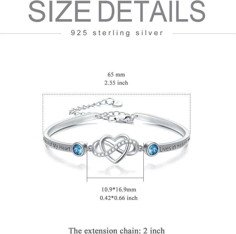 AOBOCO 925 Sterling Silver Adjustable Infinity Heart Bangle Bracelet for Sister Best Friend Daughter Mom Grandma Granddaughter Daughter in Law Godmother Goddaughter Stepmom Stepdaughter - Image 4
